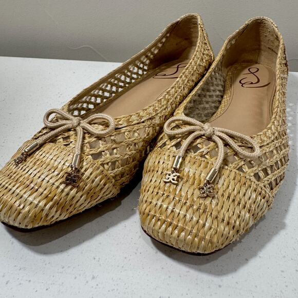 Sam Edelman Ballet Flats Women's 7.5 Woven Raffia Bow Beach Boho - Picture 14 of 16